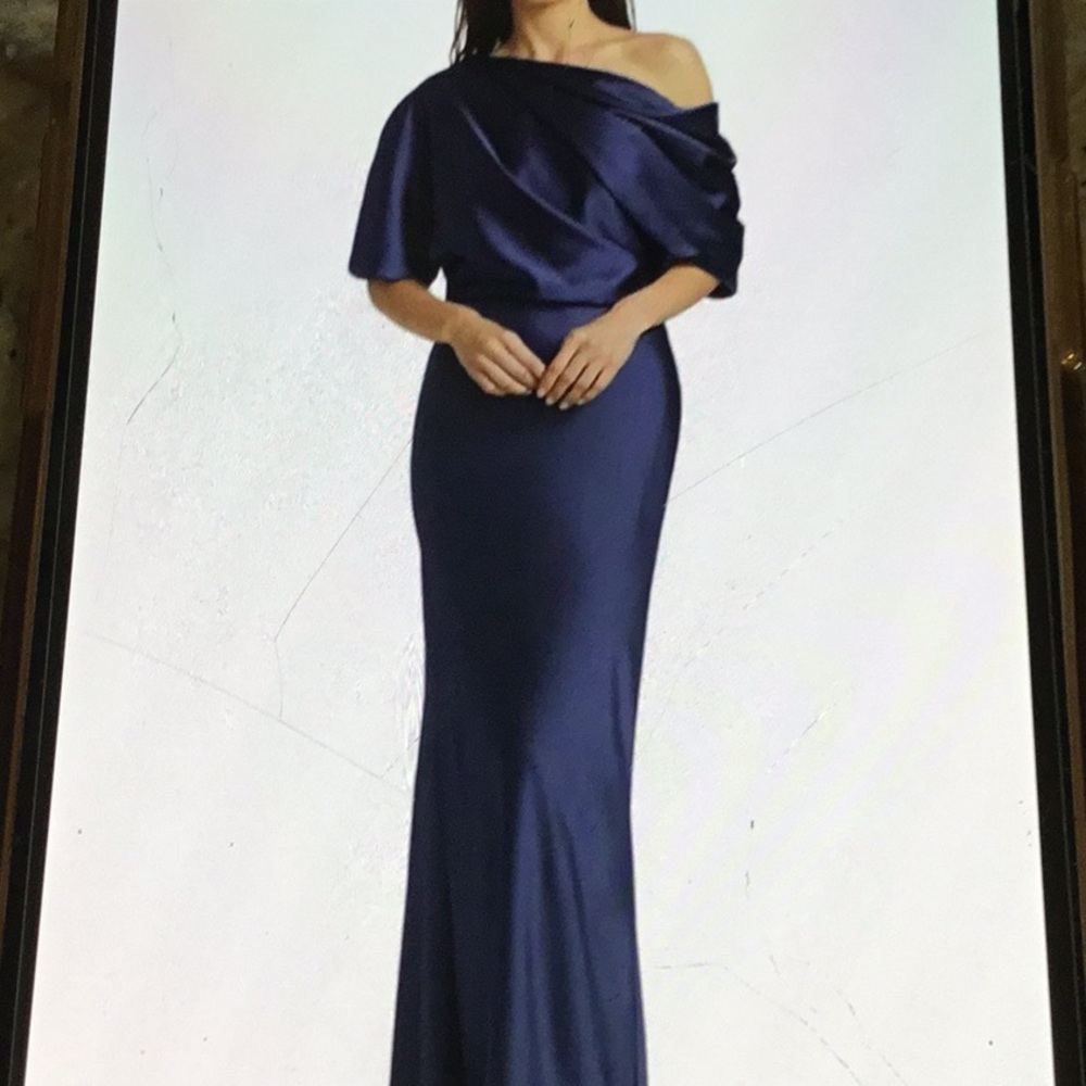 Elegant Navy Off-Shoulder Dress